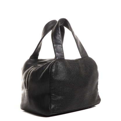 Chanel Leather Perforated Bowler Black 3 of 7