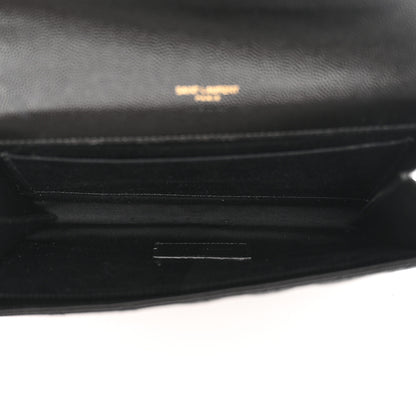Saint Laurent Grain De Poudre Textured Mixed Matelasse Triquilt Monogram Clutch Black 5 of 8
