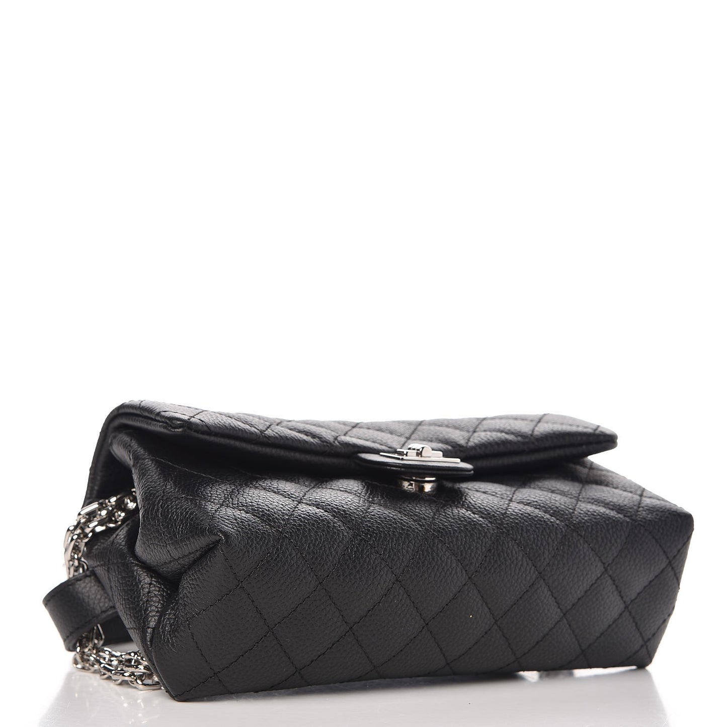 Grained Calfskin Quilted 2.55 Reissue Flap Belt Bag Clutch Black