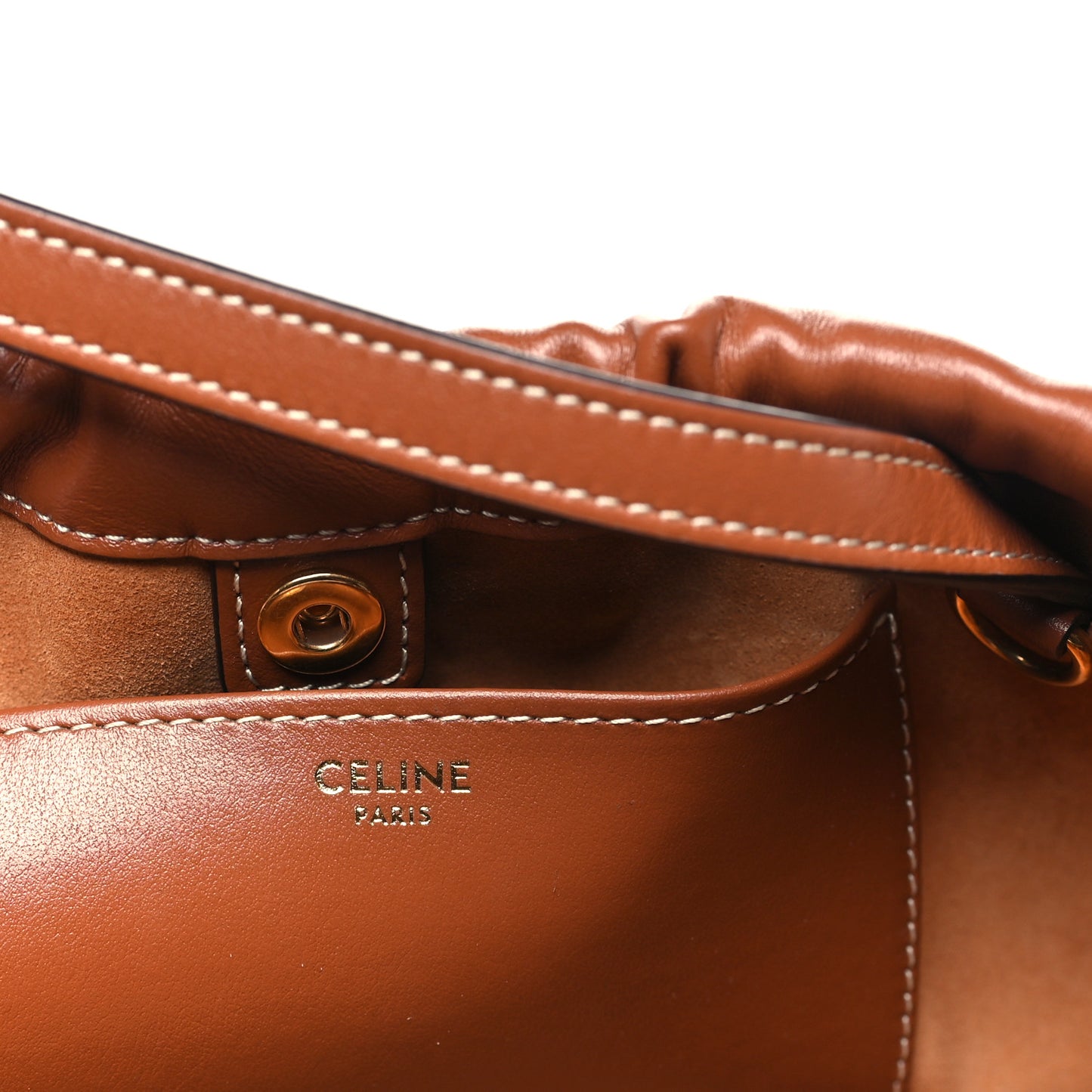 Smooth Calfskin Cuir Small Triomphe Cabas Drawstring Tan