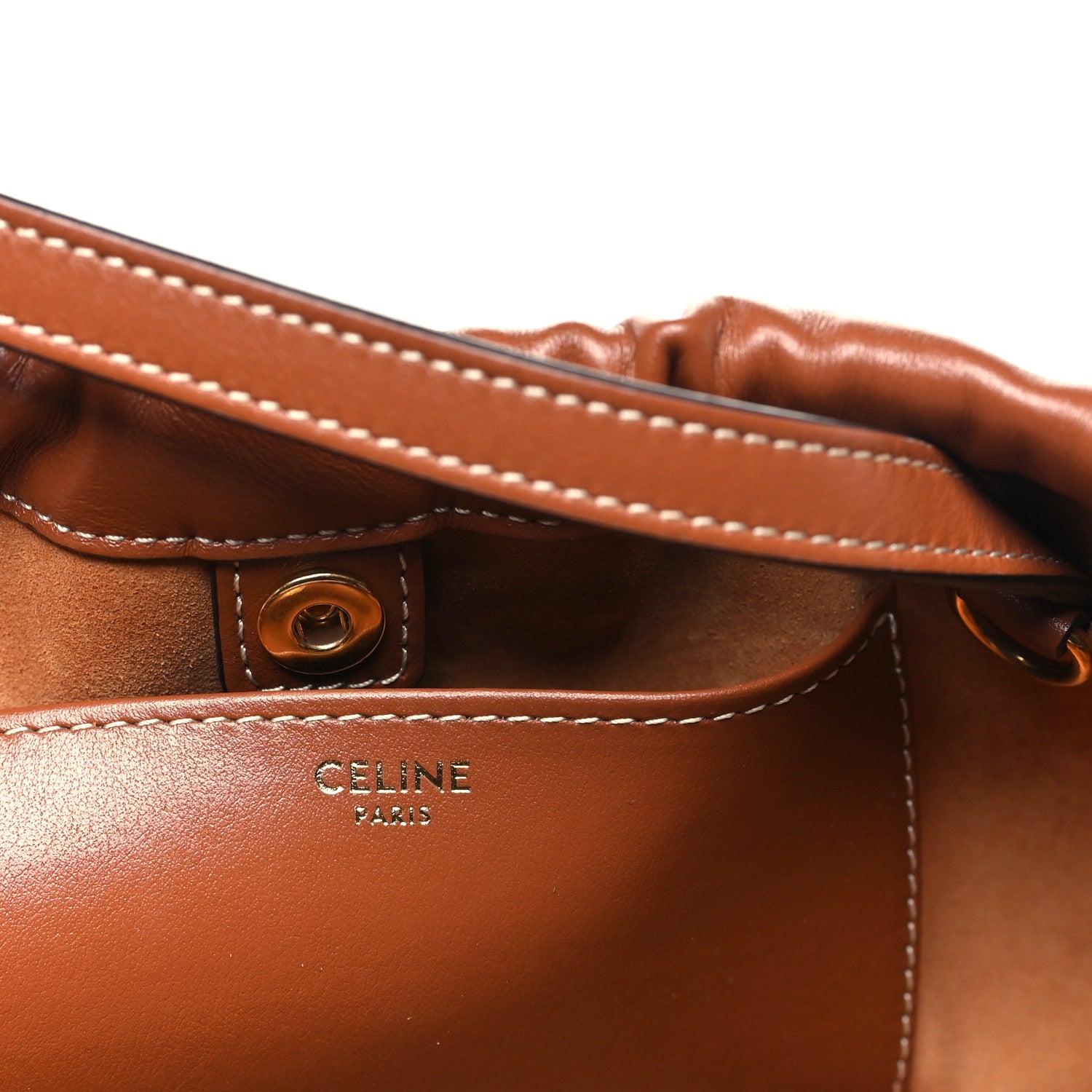 Celine Smooth Calfskin Cuir Small Triomphe Cabas Drawstring Tan 6 of 9