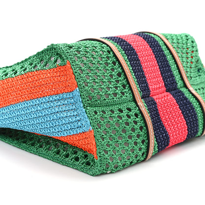 Gucci Raffia Web Woven Medium Interlocking G Tote Green 9 of 10