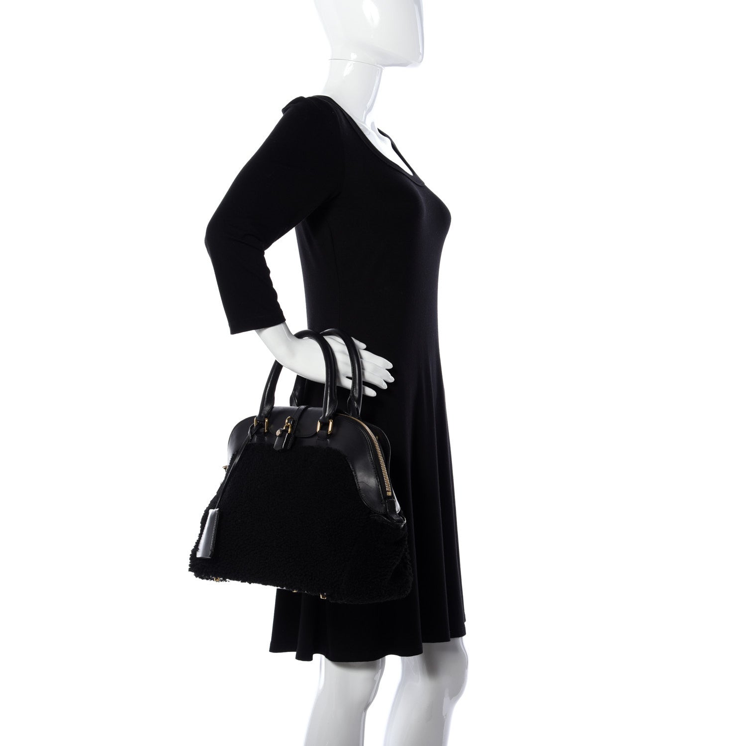 Burberry Prorsum Shearling Milverton Satchel Black 3 of 9