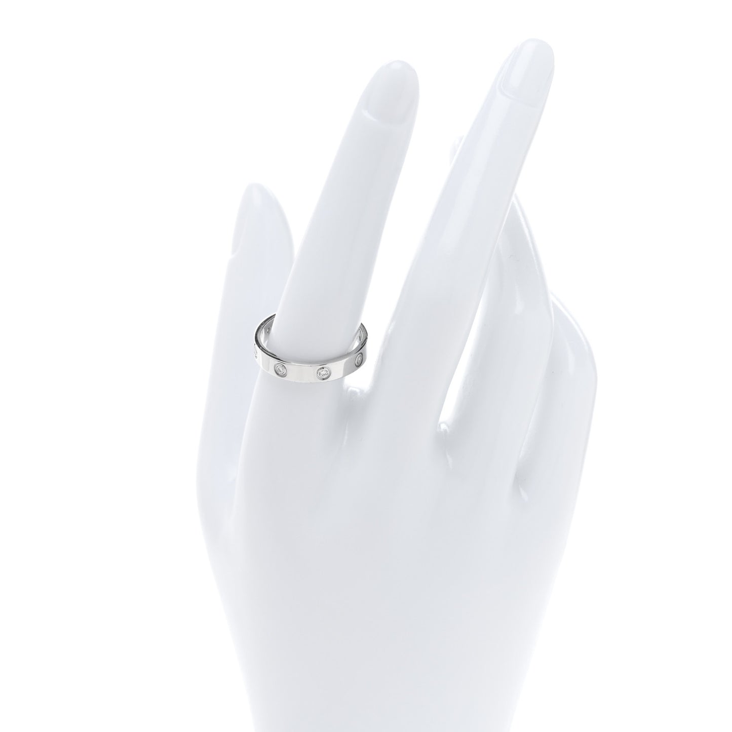 18K White Gold 8 Diamond 4mm Wedding Band LOVE Ring 59 8.75