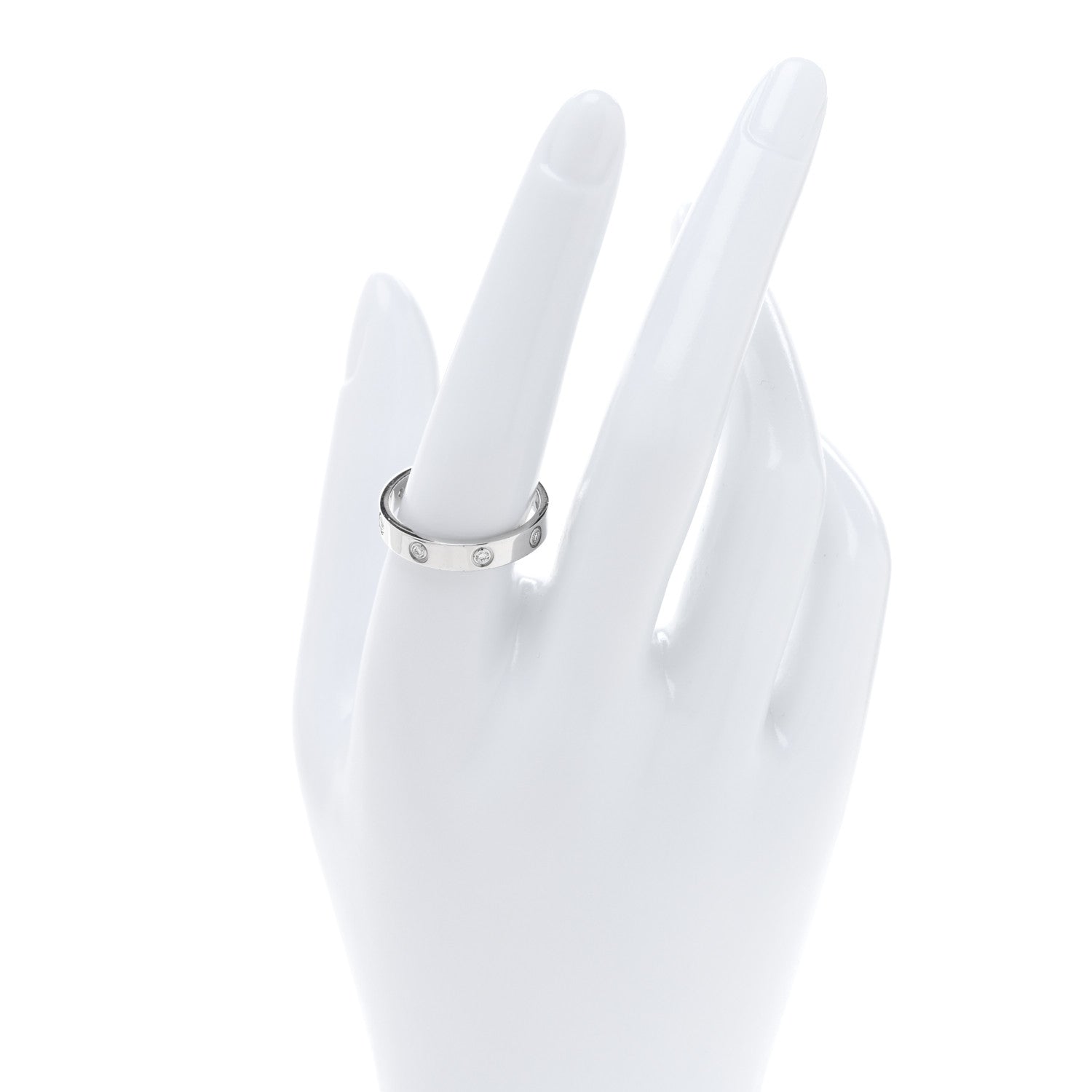 Cartier 18K White Gold 8 Diamond 4mm Wedding Band LOVE Ring 59 8.75 2 of 4