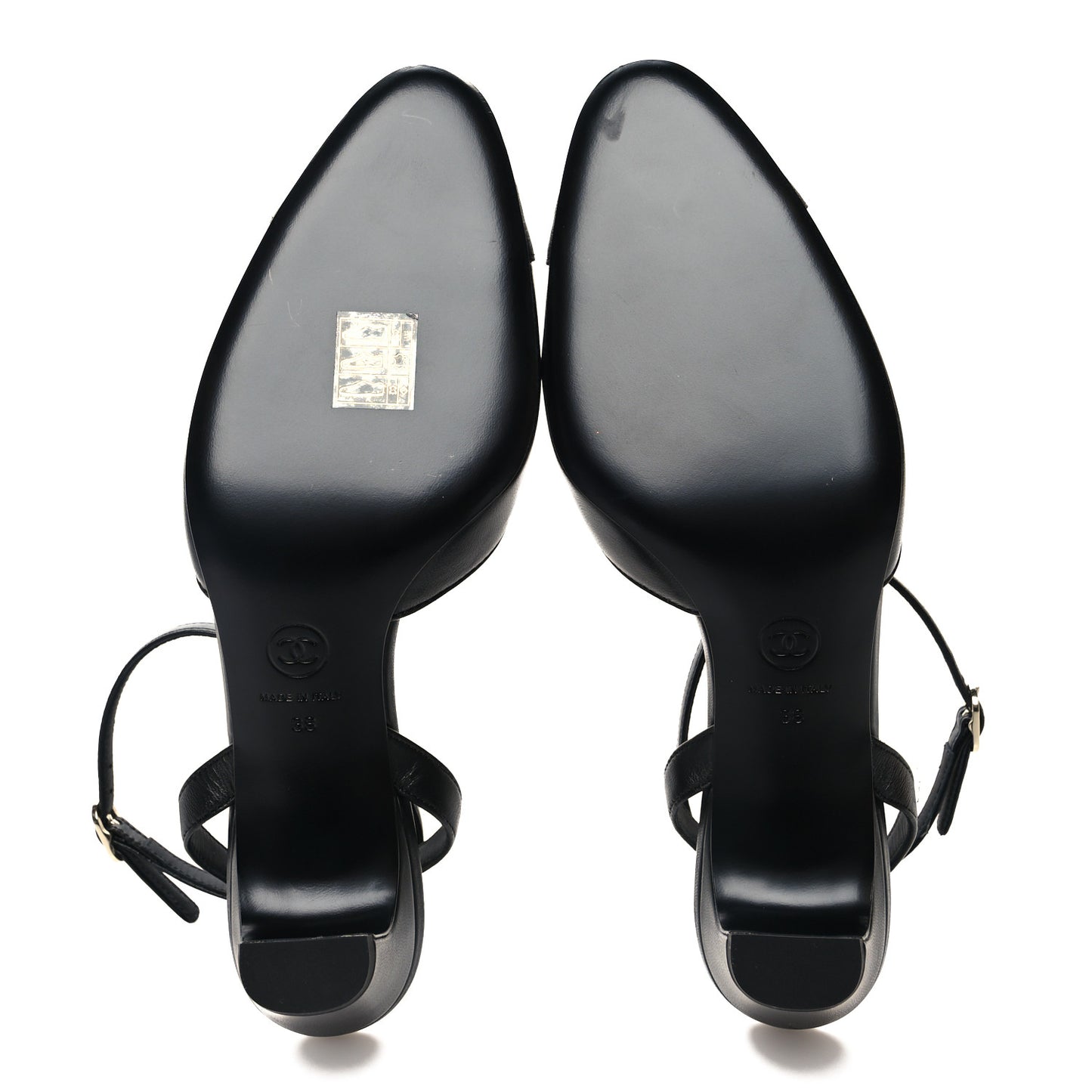 Lambskin Grosgrain Cap Toe CC Slingback Pumps 38 Black