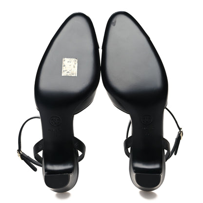 Chanel Lambskin Grosgrain Cap Toe CC Slingback Pumps 38 Black 5 of 8