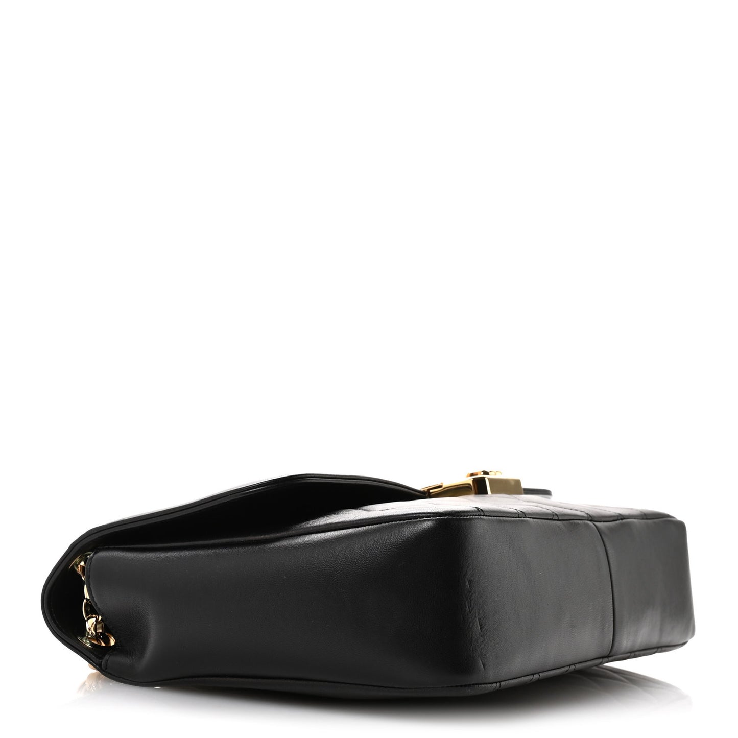 Metallic Lambskin Quilted Large Chic With Me Flap Black