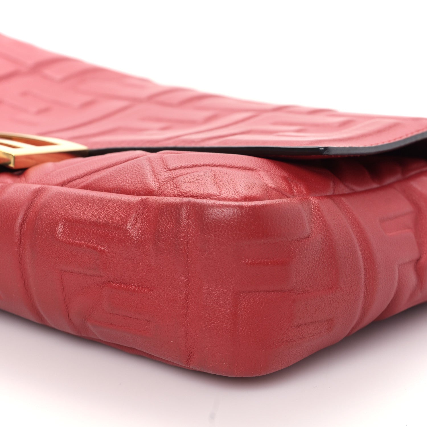 Fendi Nappa FF 1974 Embossed Baguette Fragola 7 of 7