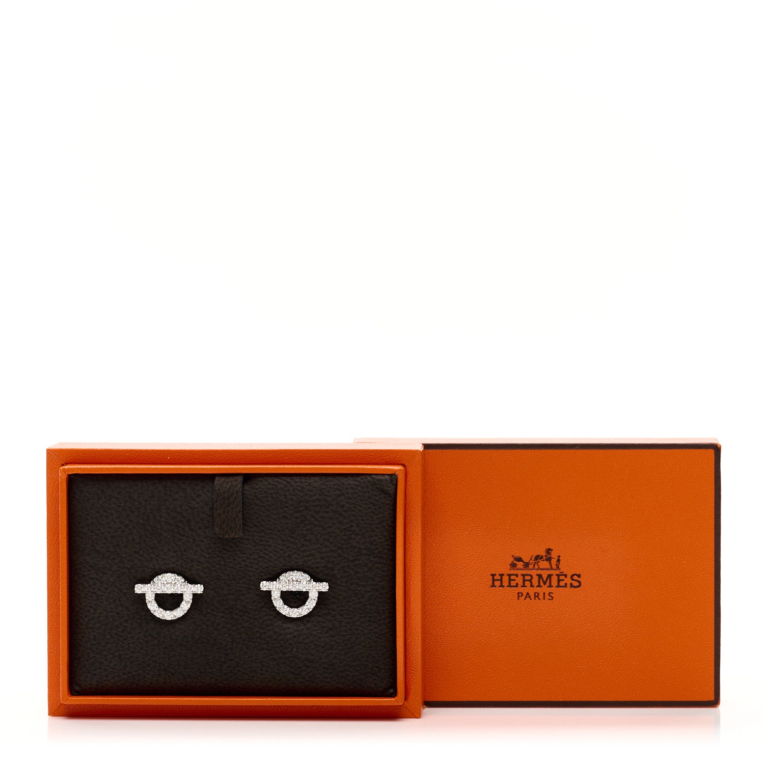 Hermes 18K White Gold Diamond Finesse Earrings 5 of 5