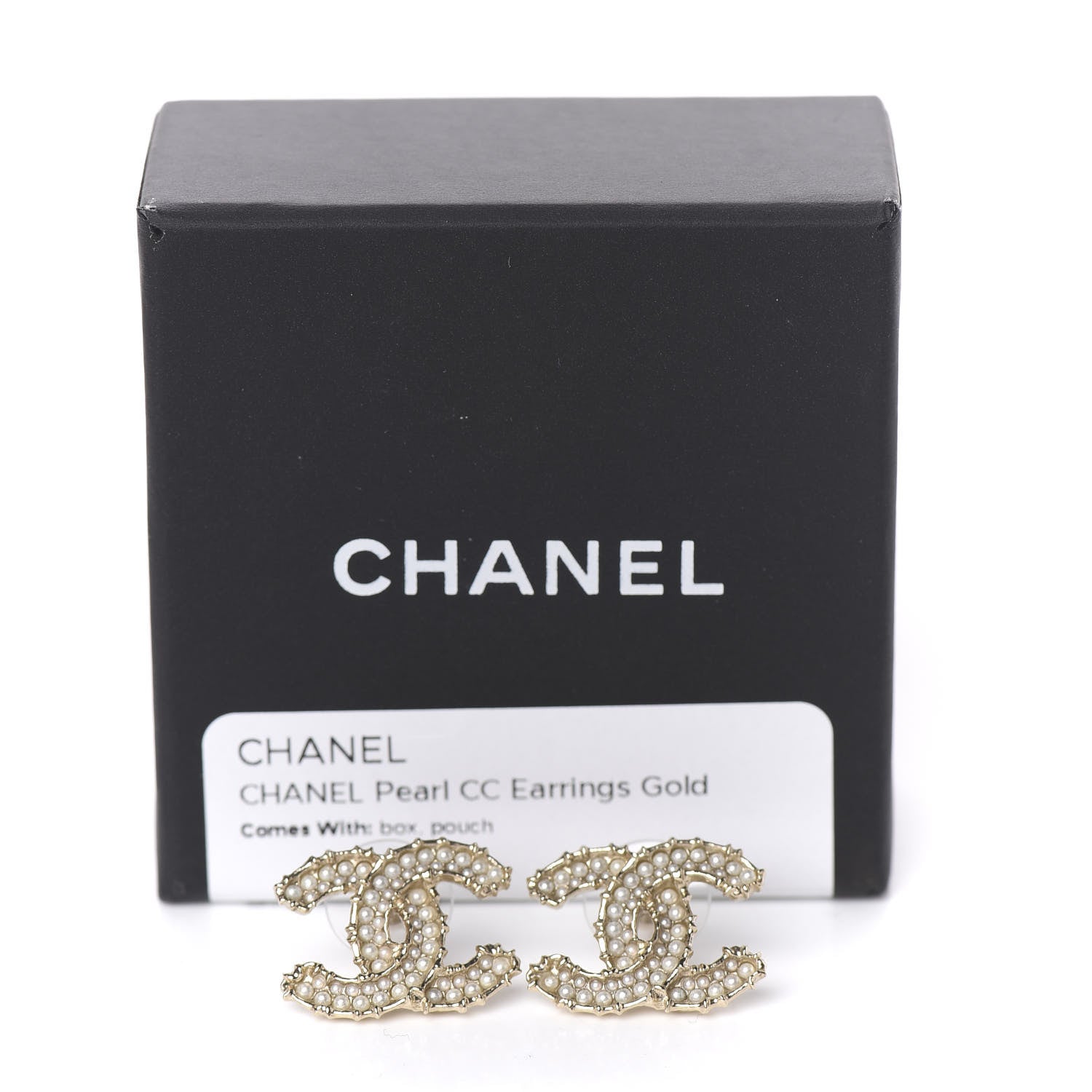 Chanel Pearl CC Camellia Express Stud Earrings Gold 5 of 5