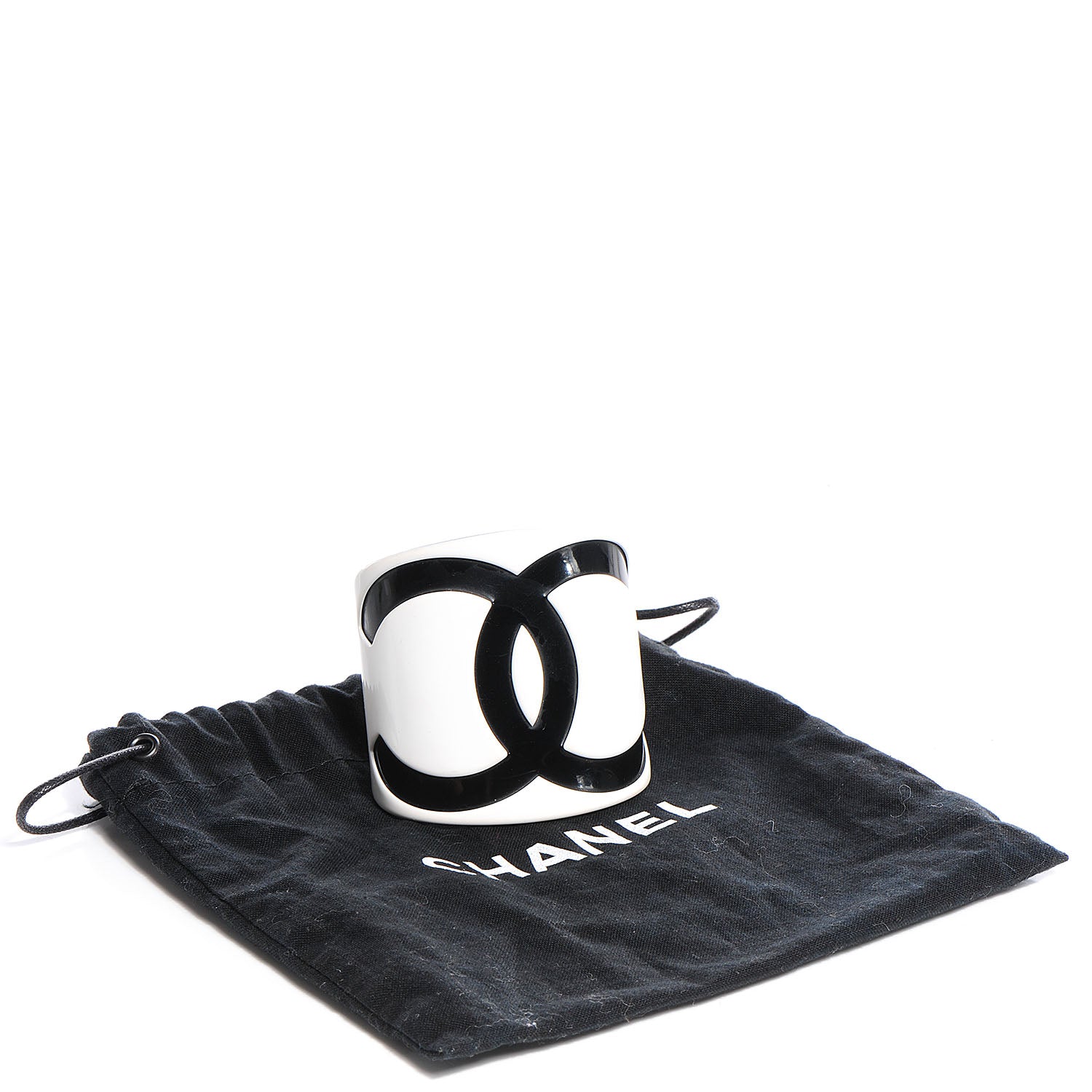 Chanel Resin CC Cuff Black White 5 of 6