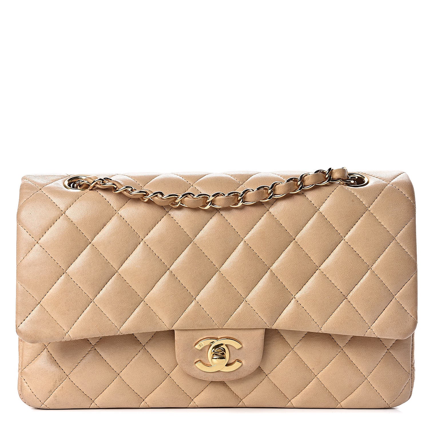 Chanel Lambskin Quilted Medium Double Flap Beige 1 of 18