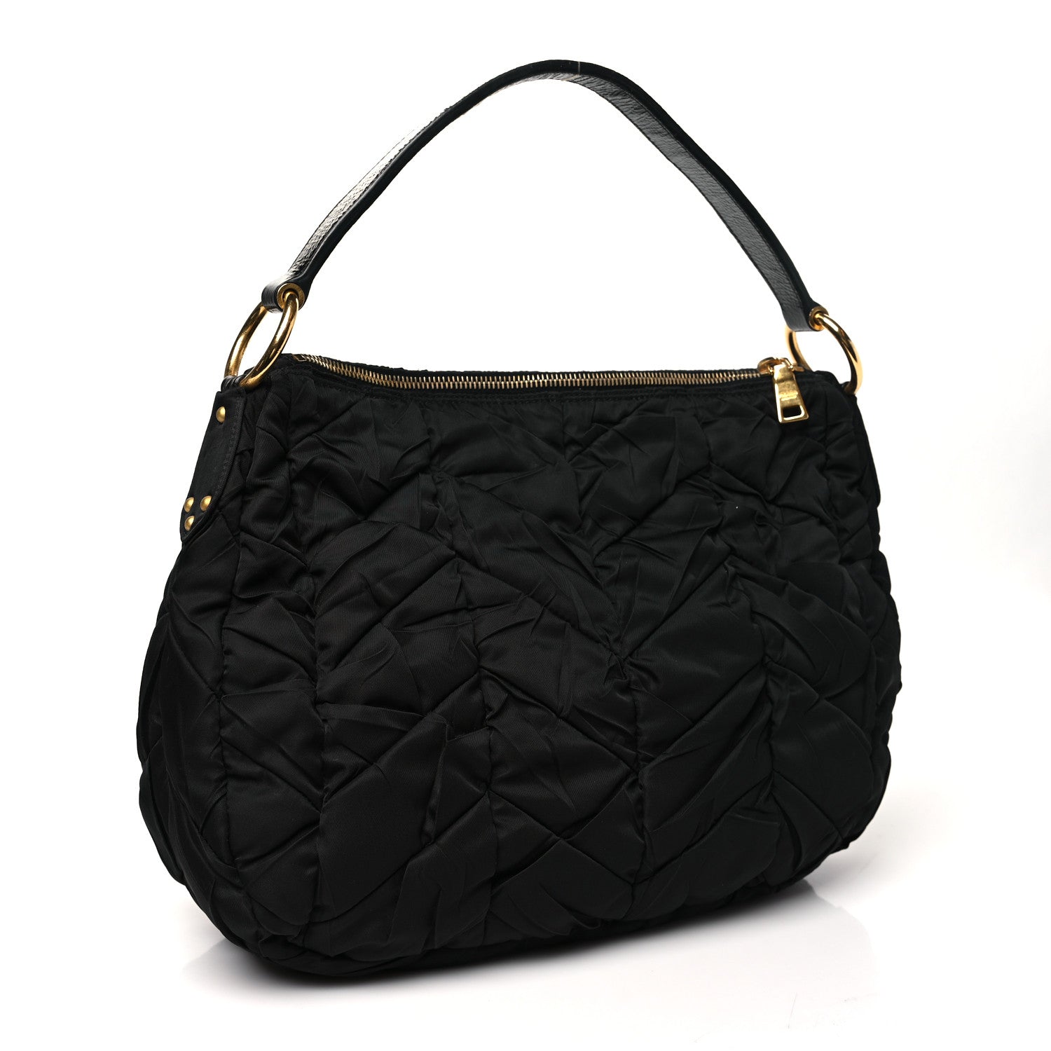 Prada Tessuto Nylon Quilted Hobo Black 3 of 11