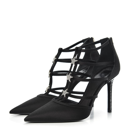 Christian Dior Satin Crystal Star Strap Sandals 38.5 Black 3 of 9