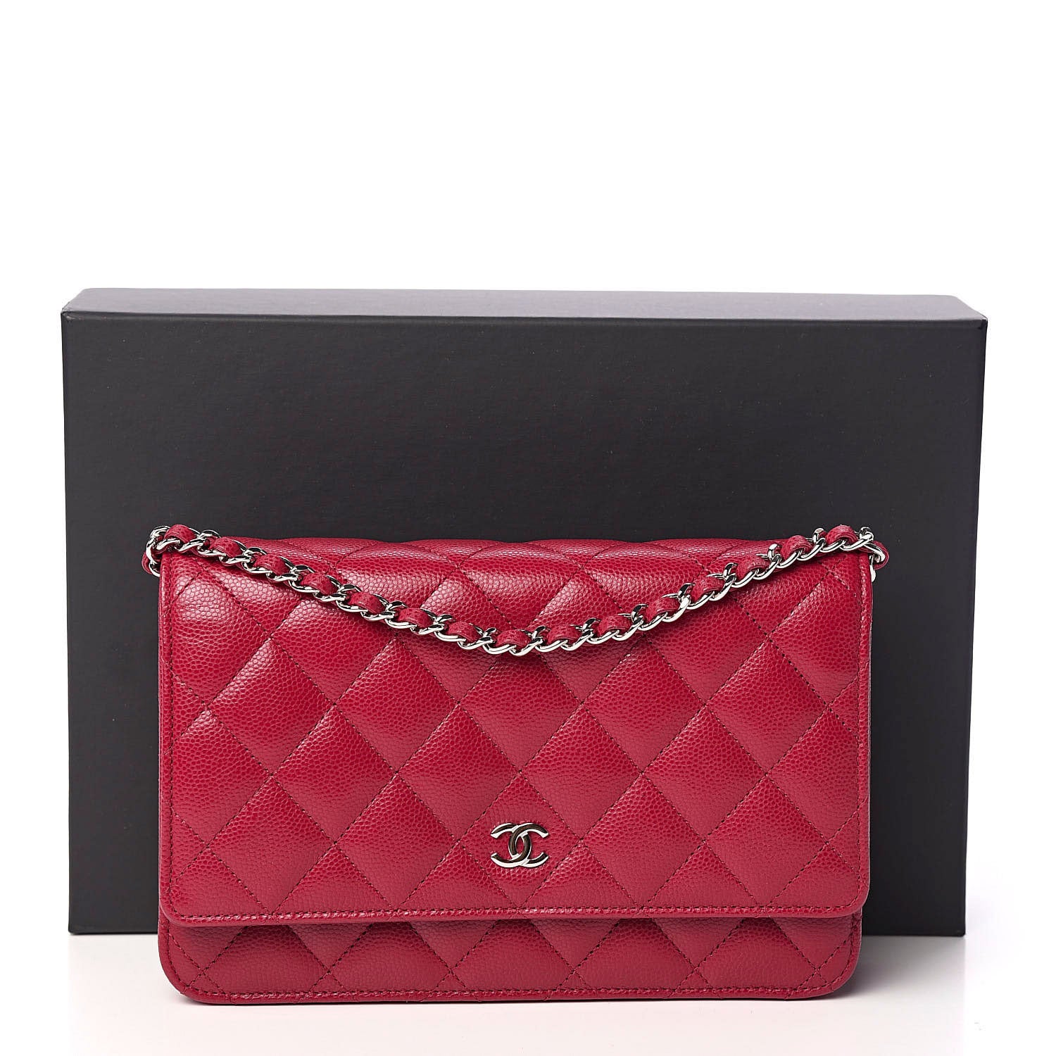 Chanel Caviar Quilted Wallet On Chain WOC Dark Pink 11 of 11