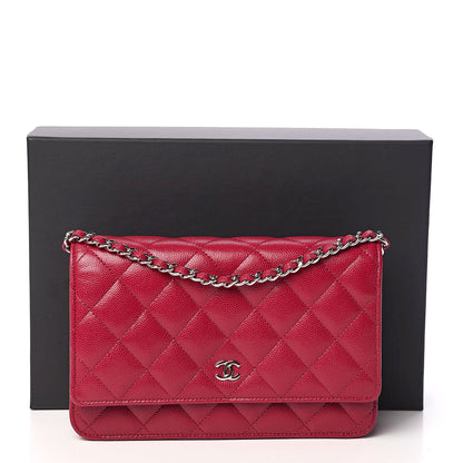 Chanel Caviar Quilted Wallet On Chain WOC Dark Pink 11 of 11