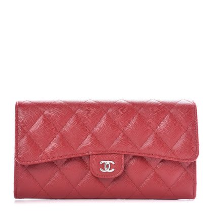 Chanel Caviar Quilted Large Gusset Flap Wallet Dark Red 1 of 10