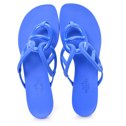 Hermes Rubber Womens Egerie Sandals  37 Bleu Outremer 2 of 10