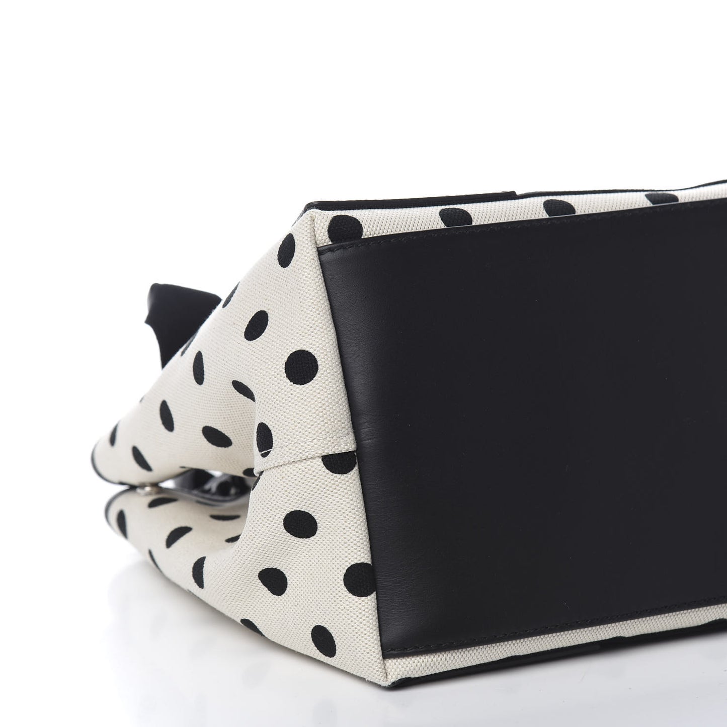 Cotton Canvas Polka Dot S Navy Cabas Natural Black