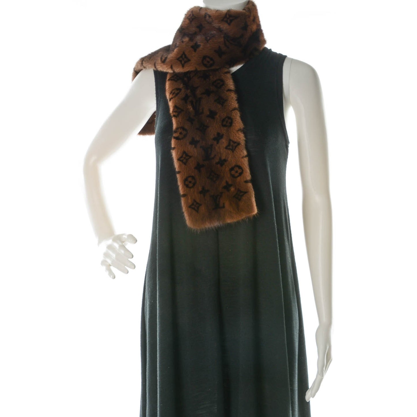 Monogram Mink Fur Scarf Stole Wrap