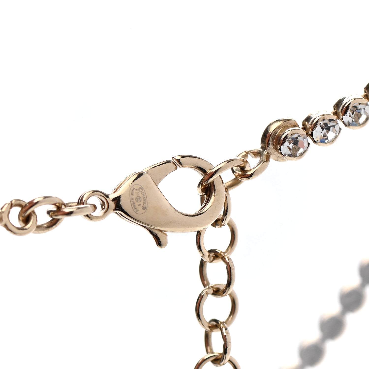 Chanel Crystal CC Chain Short Necklace Gold 4 of 5
