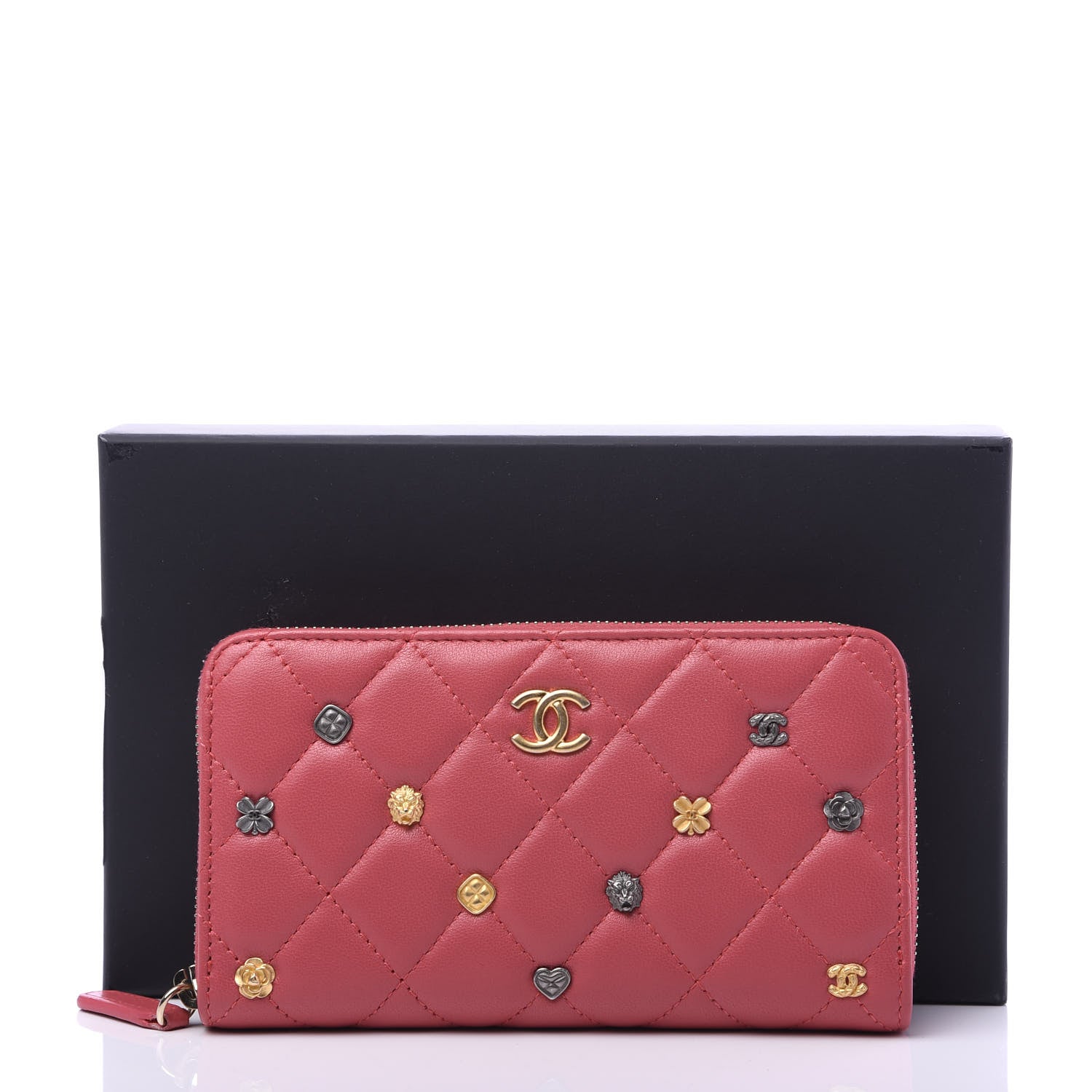 Chanel Lambskin Quilted Small Lucky Charms Zip Around Wallet Pink 12 of 12