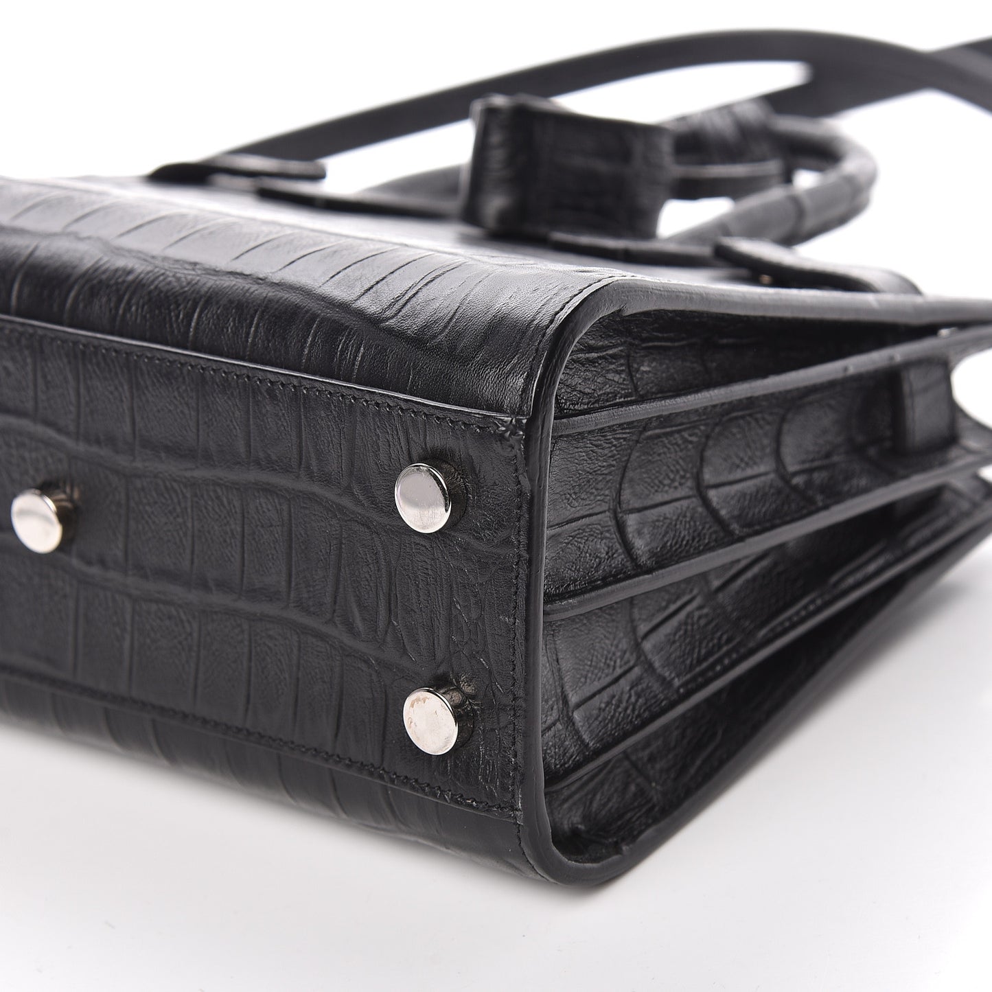 Calfskin Crocodile Embossed Nano Sac De Jour Black