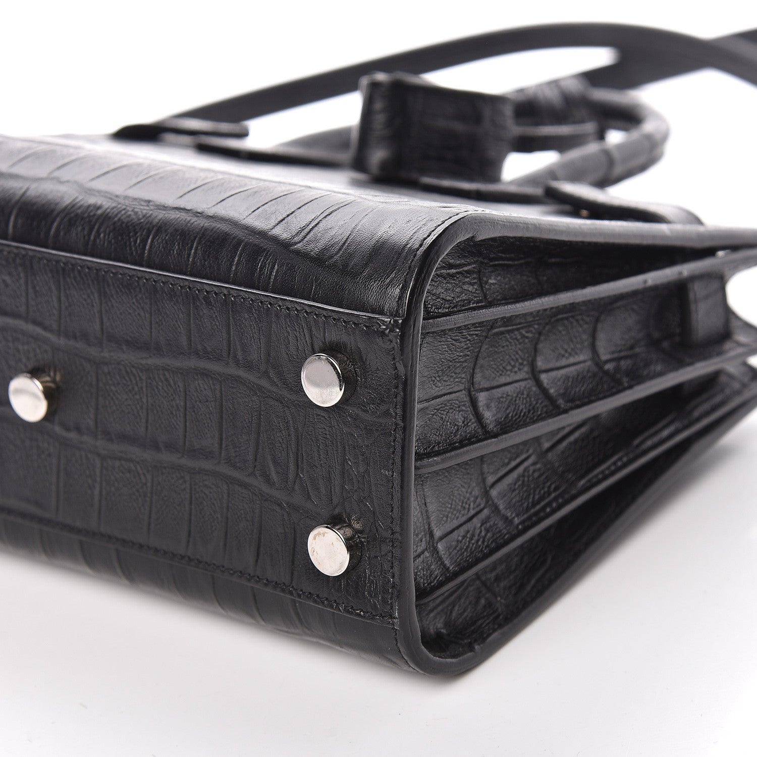 Saint Laurent Calfskin Crocodile Embossed Nano Sac De Jour Black 11 of 11