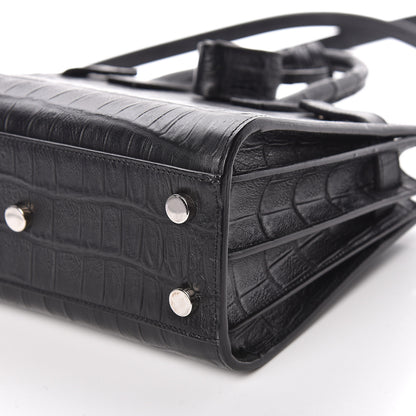 Saint Laurent Calfskin Crocodile Embossed Nano Sac De Jour Black 11 of 11