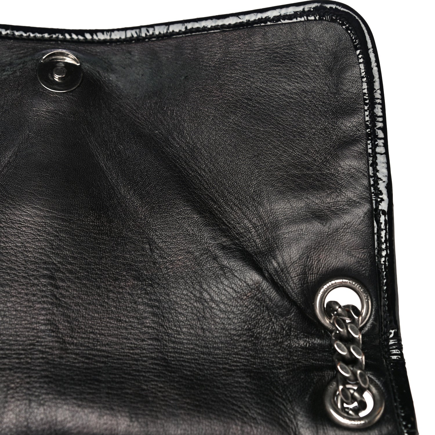 Saint Laurent Patent Crocodile Embossed Lambskin Monogram Medium Niki Chain Satchel Black 11 of 19