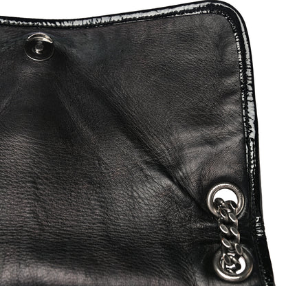 Saint Laurent Patent Crocodile Embossed Lambskin Monogram Medium Niki Chain Satchel Black 11 of 19