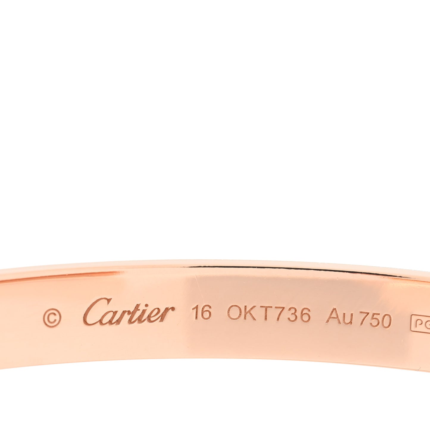 18K Pink Gold LOVE Cuff Bracelet 16