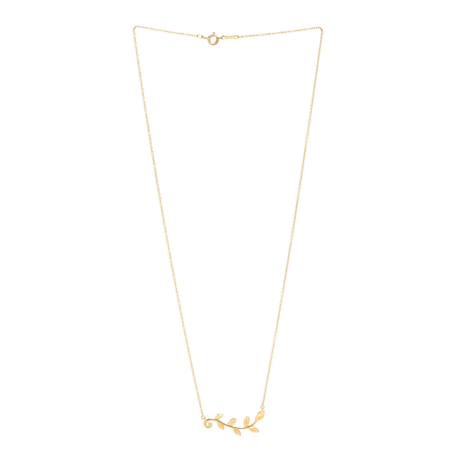 Tiffany 18K Yellow Gold Paloma Picasso Olive Leaf Vine Pendant Necklace 3 of 5