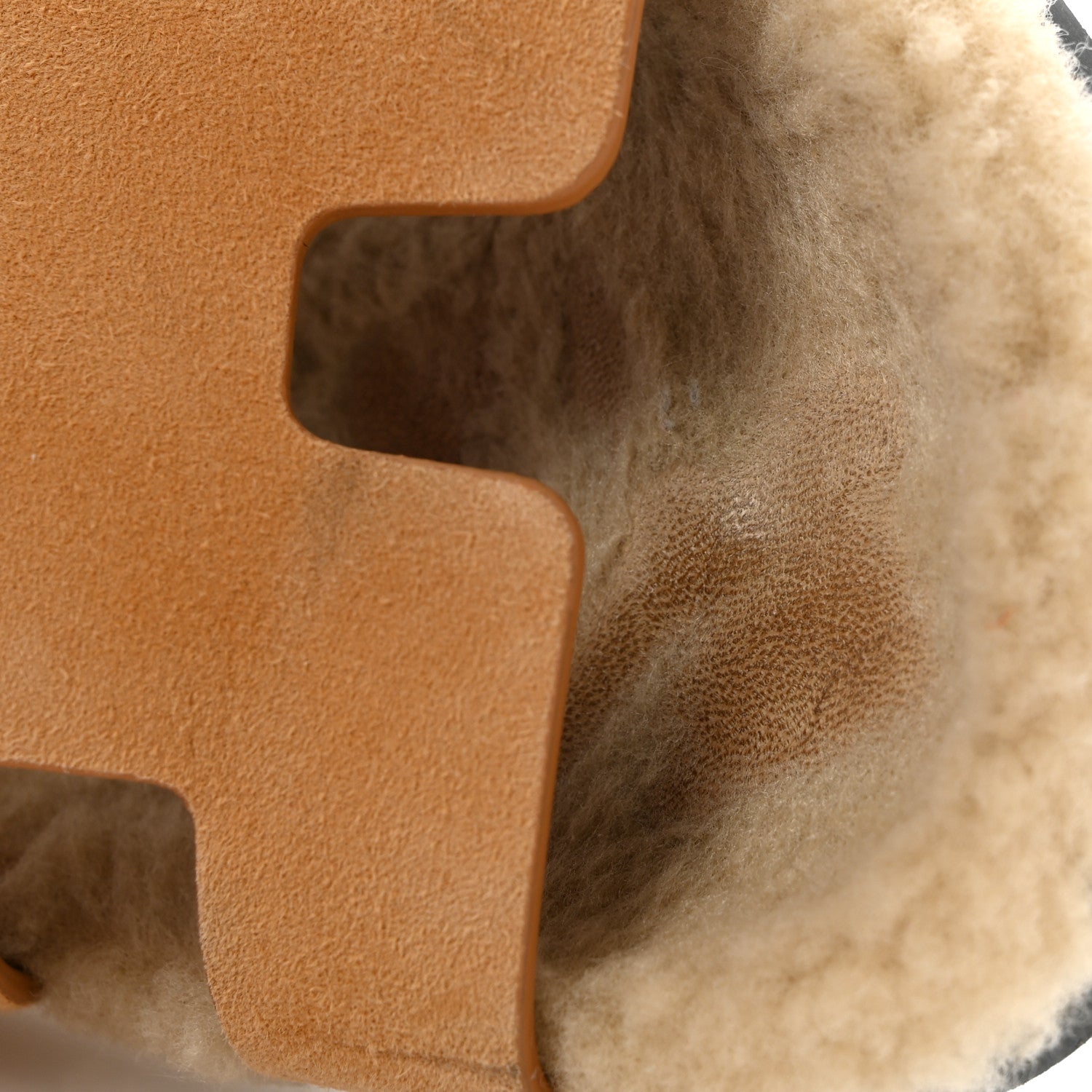 Hermes Suede Goatskin Woolskin Womens Chypre Sandals 37 Golden Beige 10 of 10