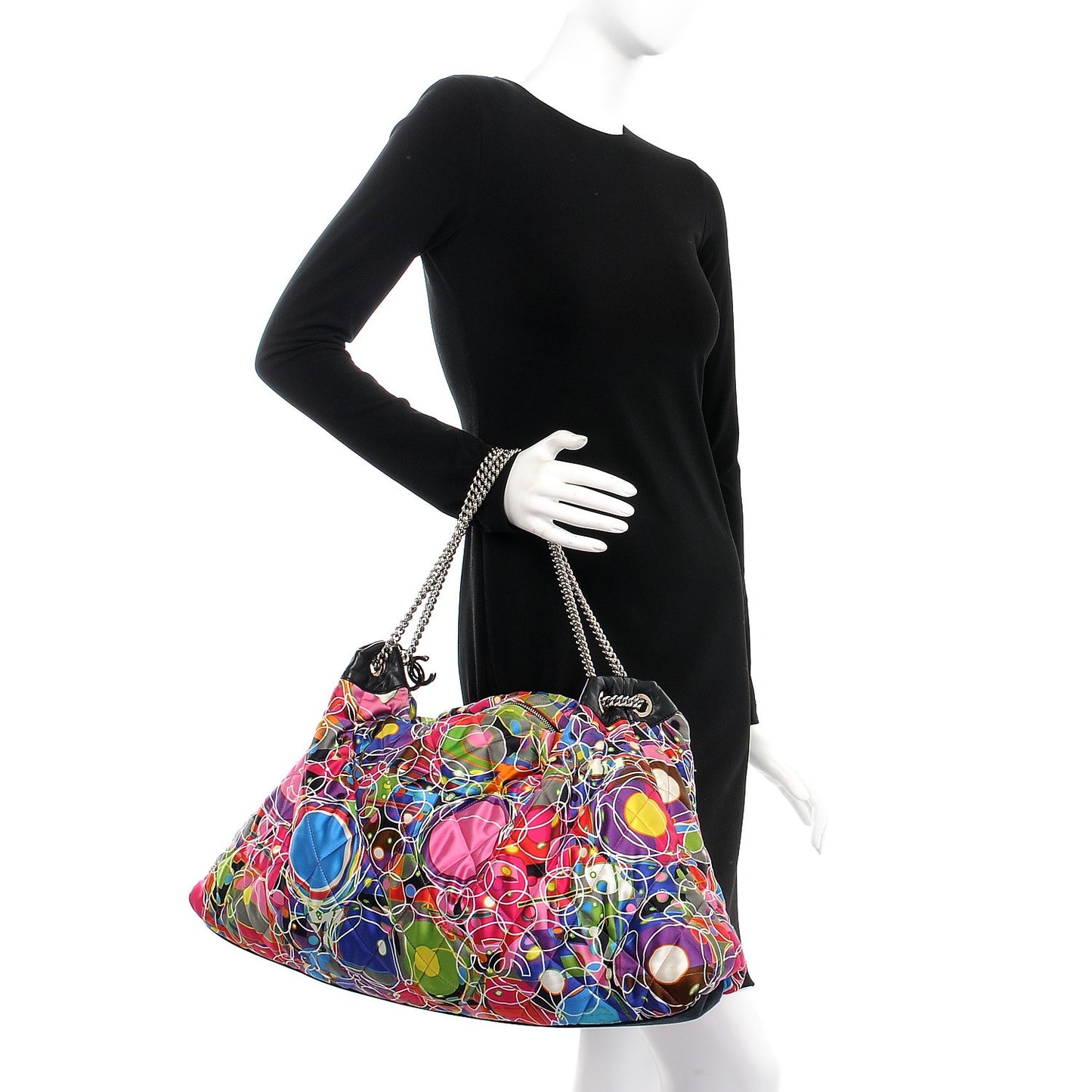 Satin Quilted Large Kaleidoscope Tote Multicolor