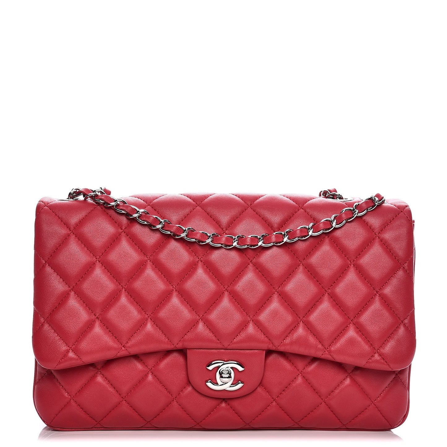 Lambskin Quilted Jumbo Chanel 3 Flap Dark Pink