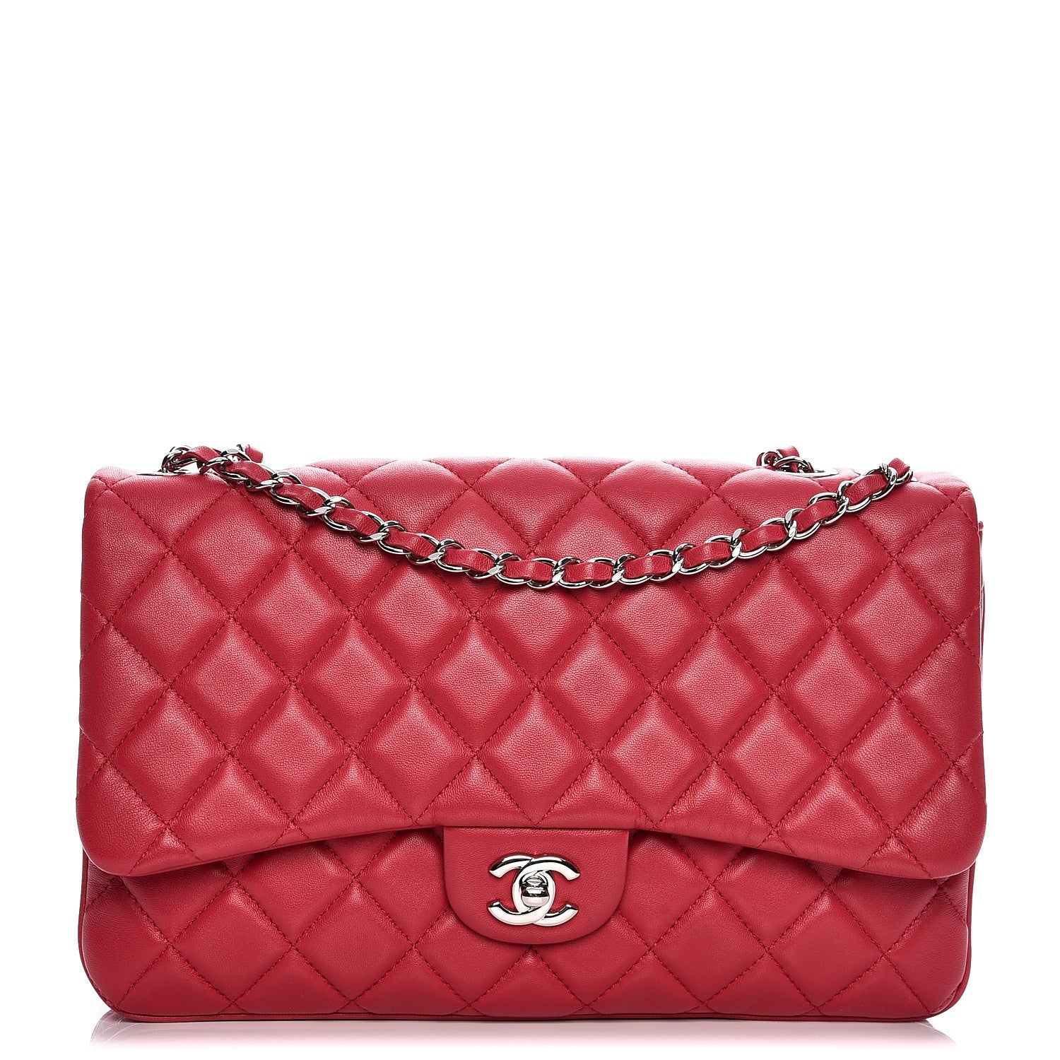 Chanel Lambskin Quilted Jumbo Chanel 3 Flap Dark Pink 1 of 9