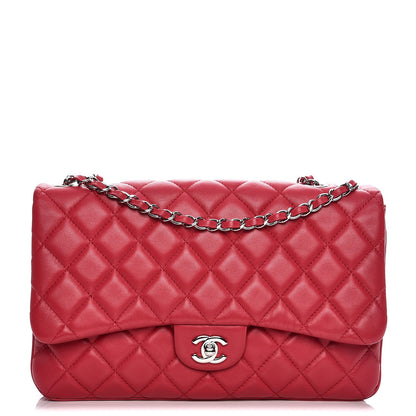 Chanel Lambskin Quilted Jumbo Chanel 3 Flap Dark Pink 1 of 9