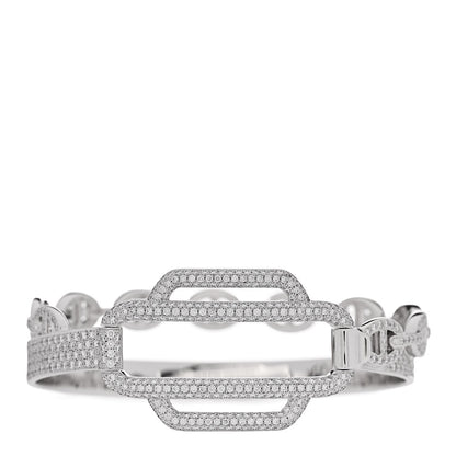Hermes 18K White Gold Diamond Alchimie Chaine D'Ancre Collier Pave Bracelet LG 2 of 5