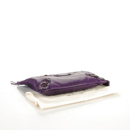 Balenciaga Chevre Classic Hardware Flat Handle Clutch Eggplant 4 of 8