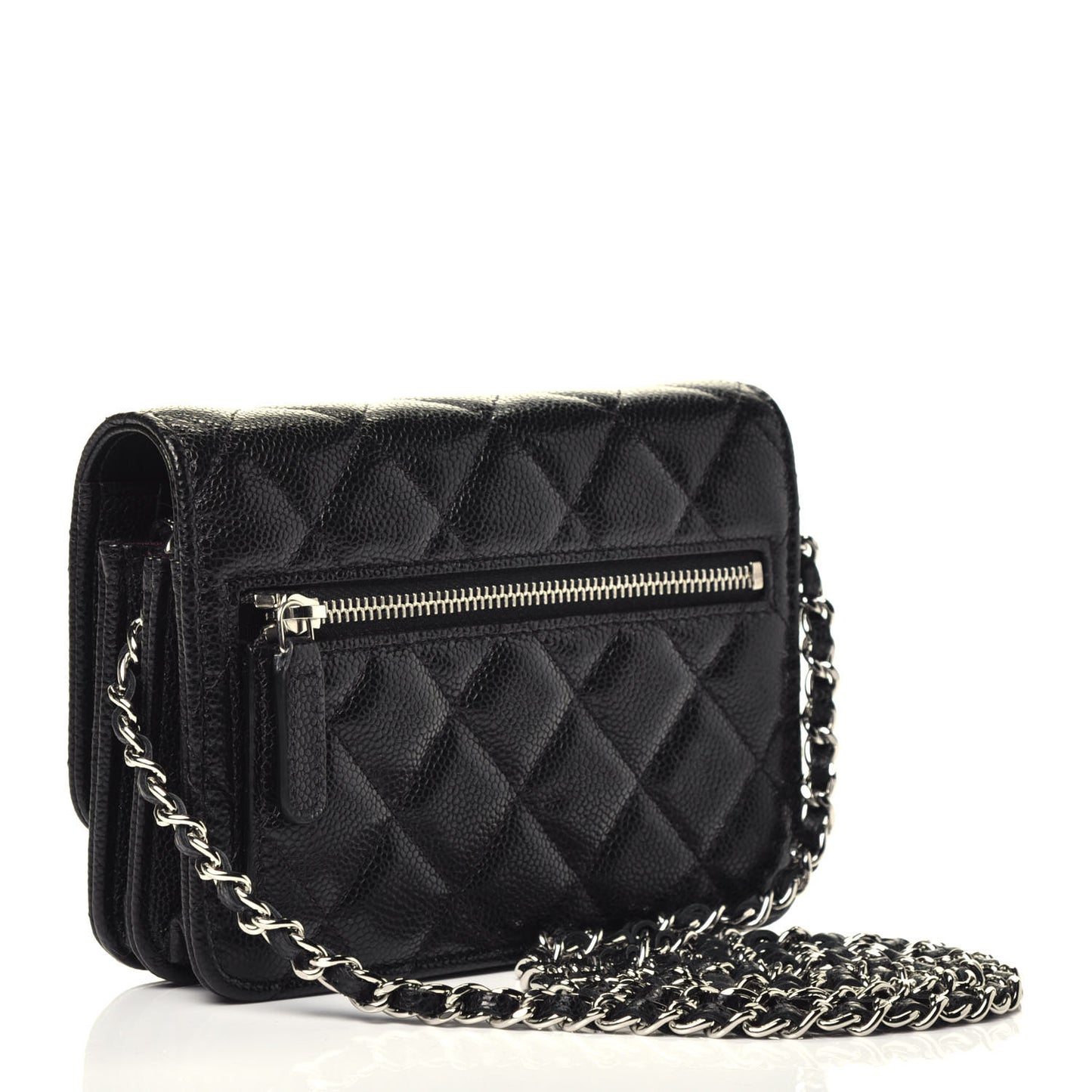 Caviar Quilted Mini Wallet On Chain WOC Black