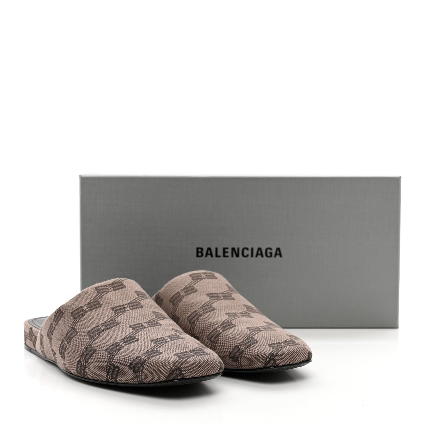Jacquard BB Monogram Cosy Mules 37 Dark Mink Grey Dark Brown