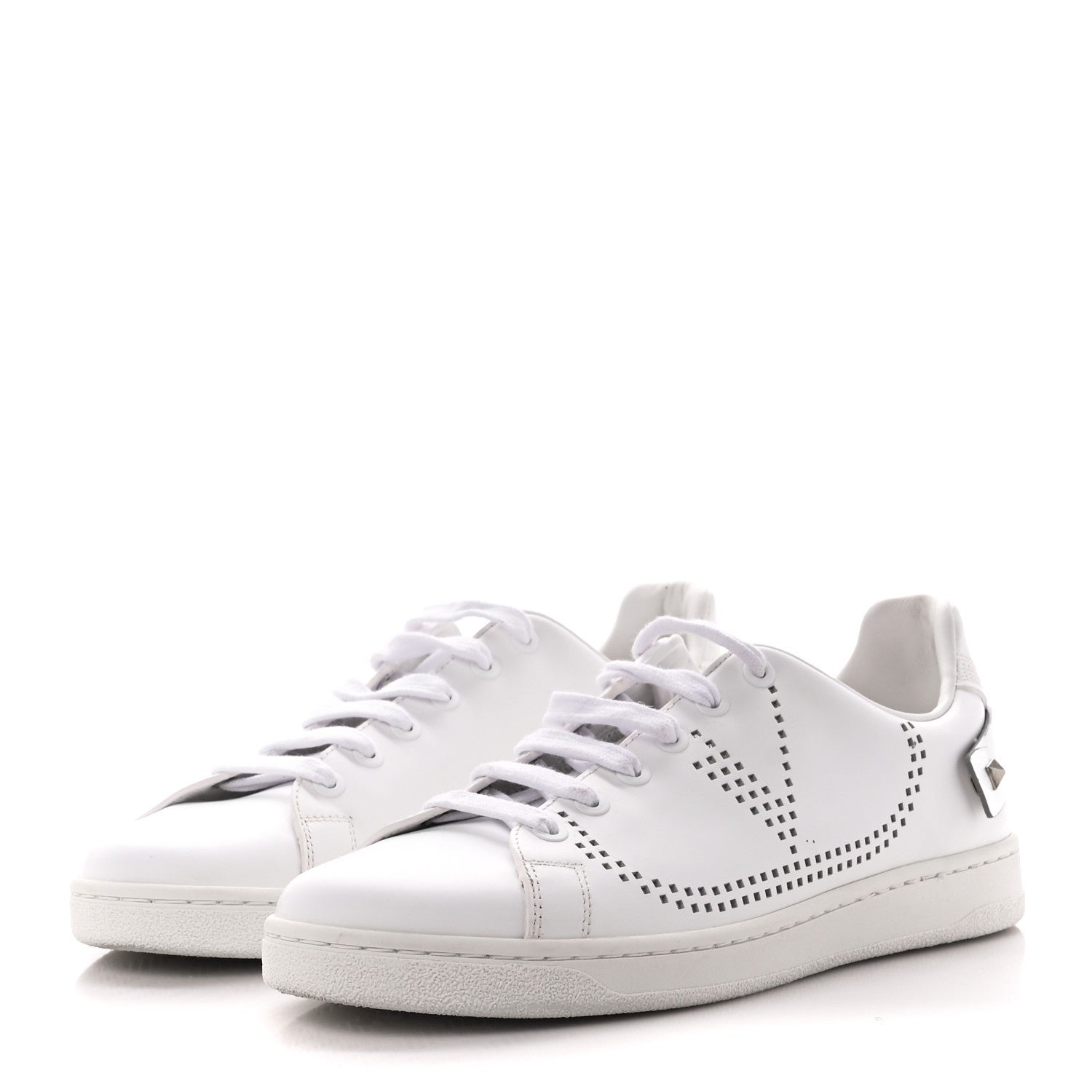 Valentino Garavani Calfskin Womens Backnet Sneakers 38.5 White Silver 3 of 11