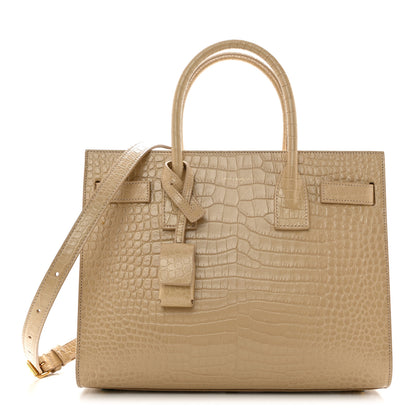 Saint Laurent Calfskin Crocodile Embossed Baby Sac De Jour Nude 1 of 11