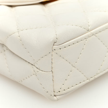 Chanel Shiny Aged Calfskin Quilted Mini Nano Kelly Shopper White 9 of 10