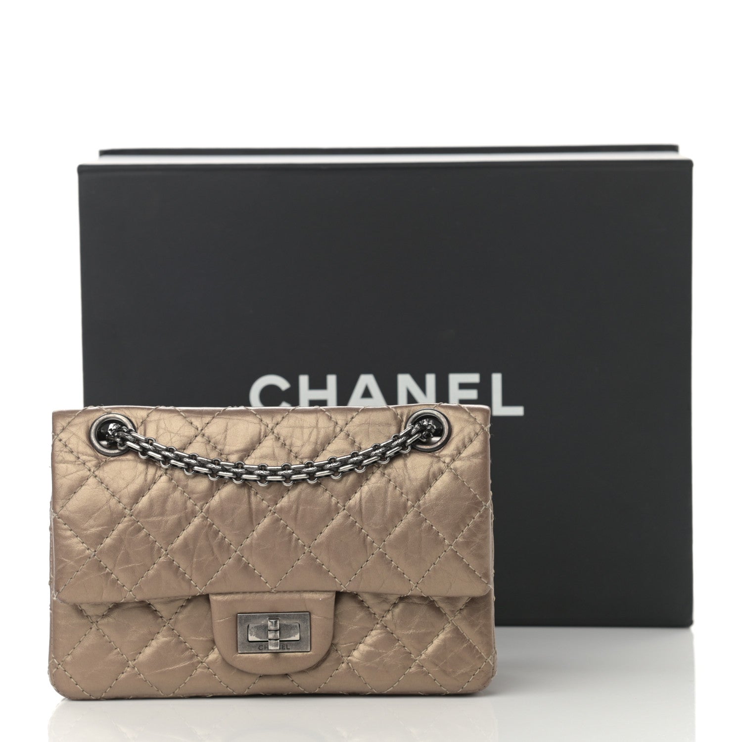 Chanel Aged Calfskin Quilted 2.55 Reissue 224 Flap Dark Gold 15 of 15