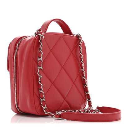 Chanel Aged Calfskin Quilted Top Handle Camera Case Red 3 of 11