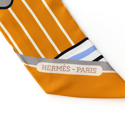 Hermes Silk Quadrige Bayadere Twilly Ocre Gris Vert 2 of 4