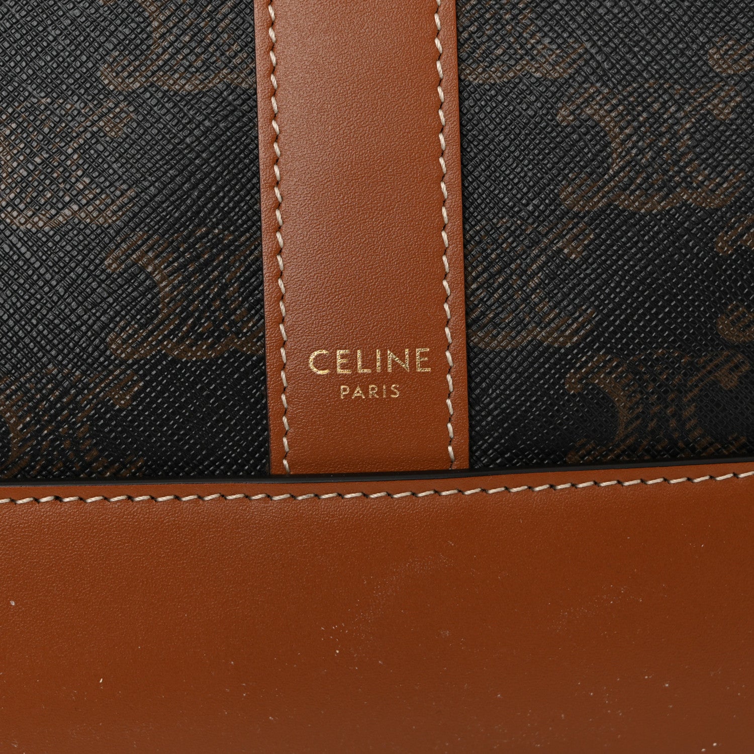 Celine Triomphe Canvas Calfskin Medium Bucket Bag Tan 6 of 11